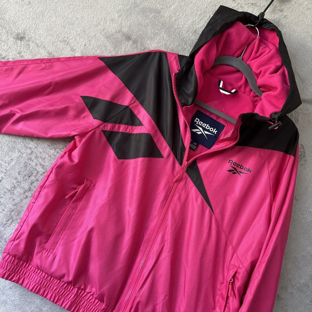 Reebok Jacket Womens Large Outerwear Pink Tech Hoodie (READ)